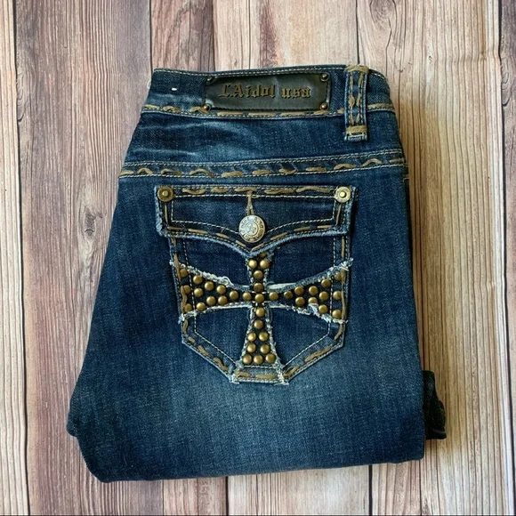 LA Idol Embellished Denim Jeans Size 11 - Picture 1 of 5